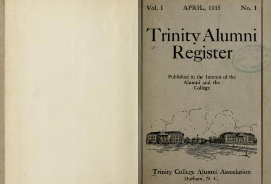 cover of trinity alumni register vol. 1 april, 1915