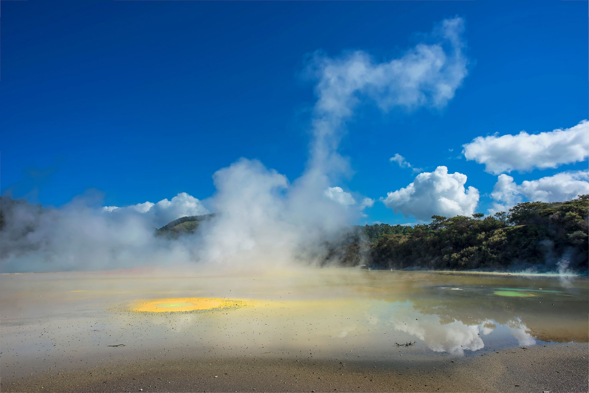 Steaming hot springs