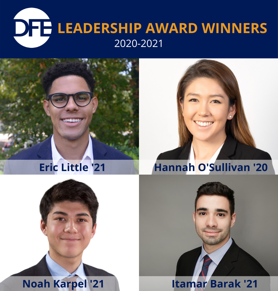Headshots of four 2020-2021 DFE Leadership Award Winners