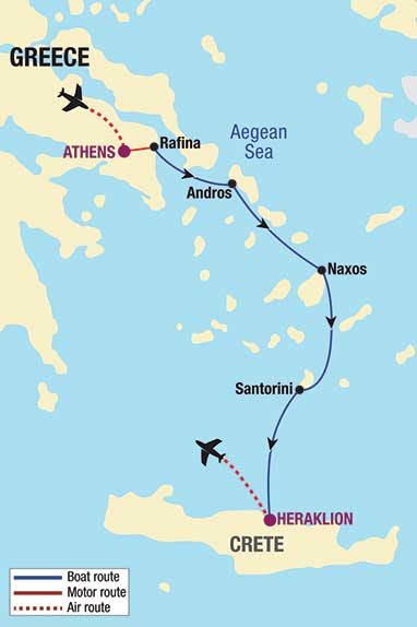 map showing route of mode of travel