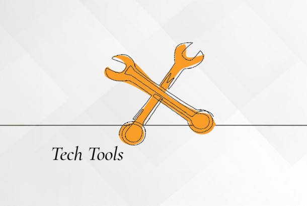 Illustration of two wrenches making an "x" shape. Text under it says "tech tools."