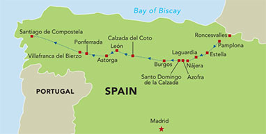 map showing route of mode of travel