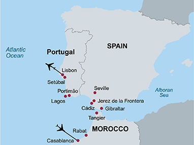 map showing route of mode of travel