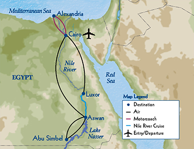 map showing route of mode of travel