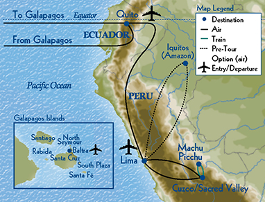 map showing route of mode of travel