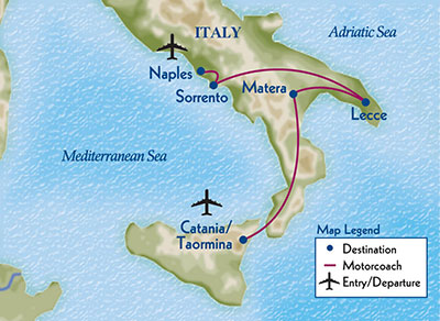 map showing route of mode of travel