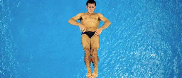 National champion McCrory launches himself off the diving platform. Jon Gardiner