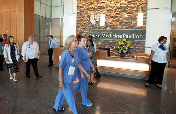 The lobby of Duke Medicine Pavilion