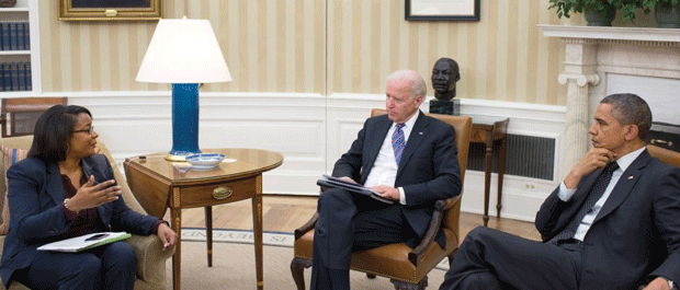 Gray with the vice president, Joe Biden, and President Barack Obama