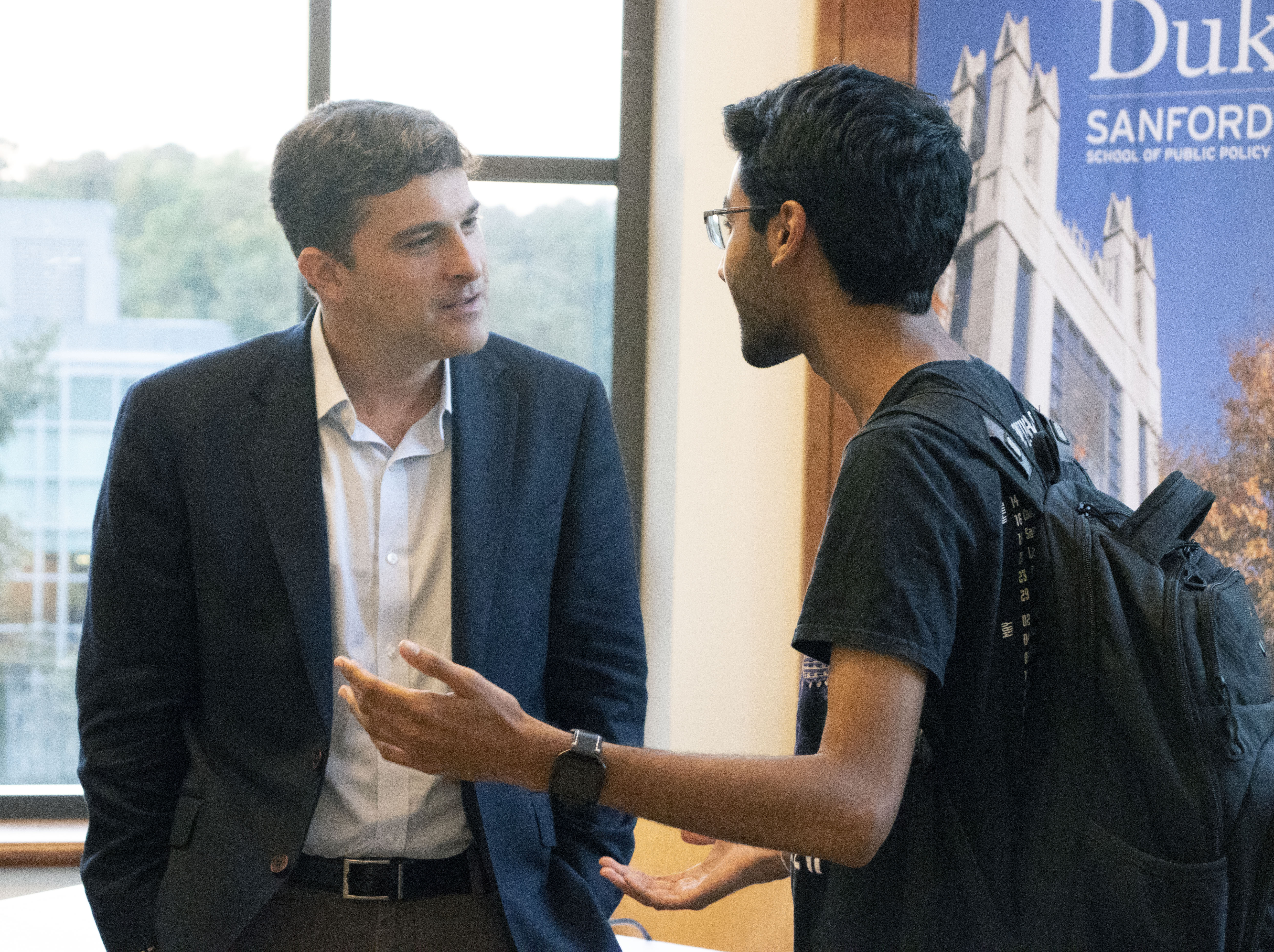 Mark Mazzetti at Duke, talking with students about The Fourth Estate