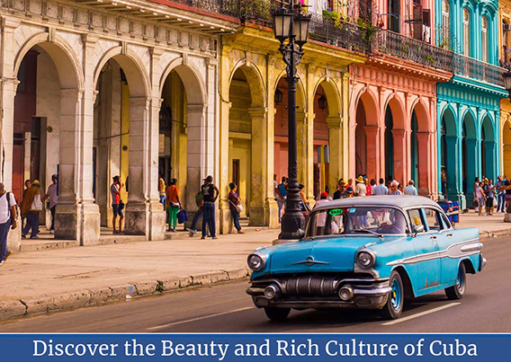 Car driving down Cuban street