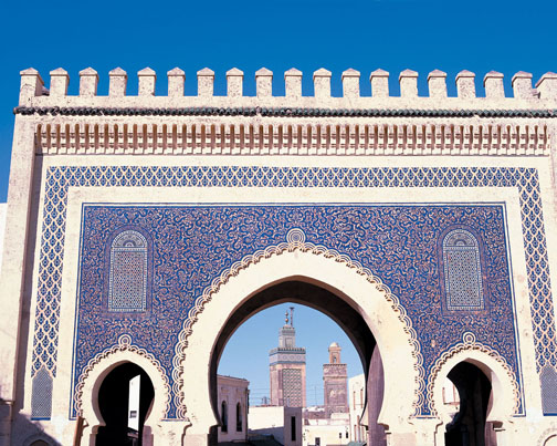 Morocco Blue Gate Mosque entrance, giant arch doorway