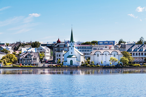 City of Reykjavik in Iceland with waterfront view